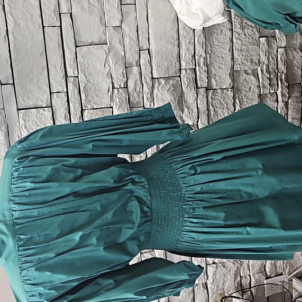 'Pinch' green button up cinched waist dress - Picture 3 of 4